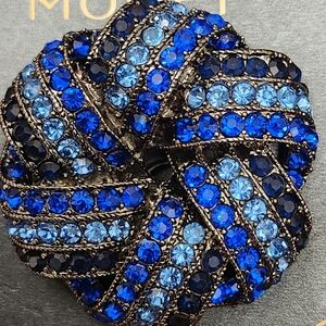 Monet Blue and Silver Crystal Brooch